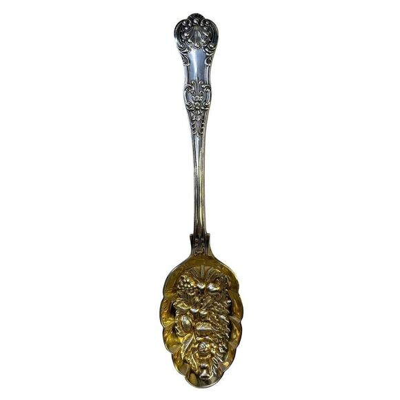 EPNS England Silver 9” Decorative Spoon Fruit Berry Medley Vintage - Picture 1 of 5